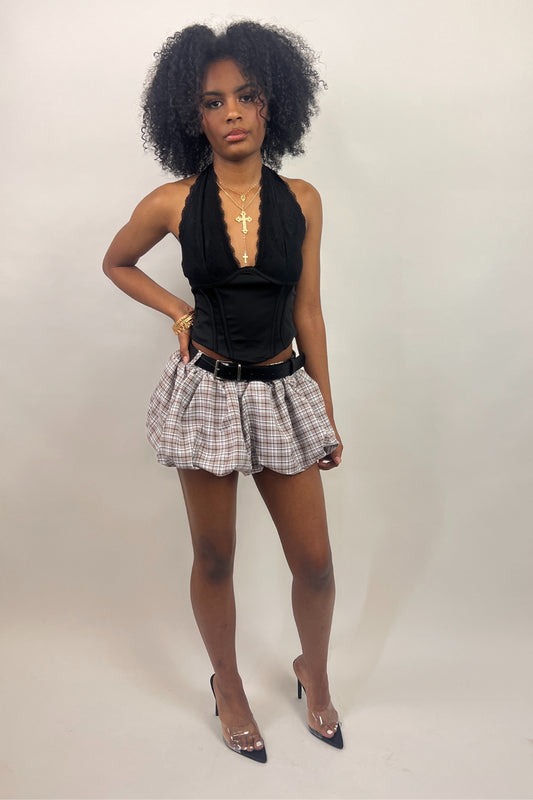 Prep School Flirt Bubble Plaid Mini Skort