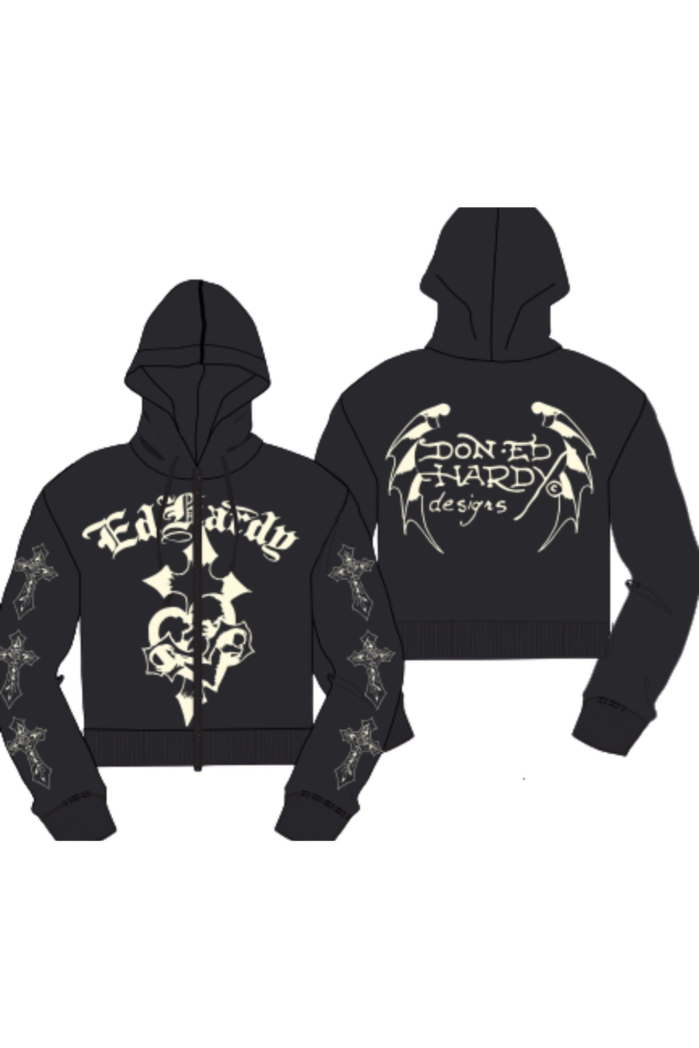 Ed Hardy Crosses Zip Up Hoodie - 2 Cute