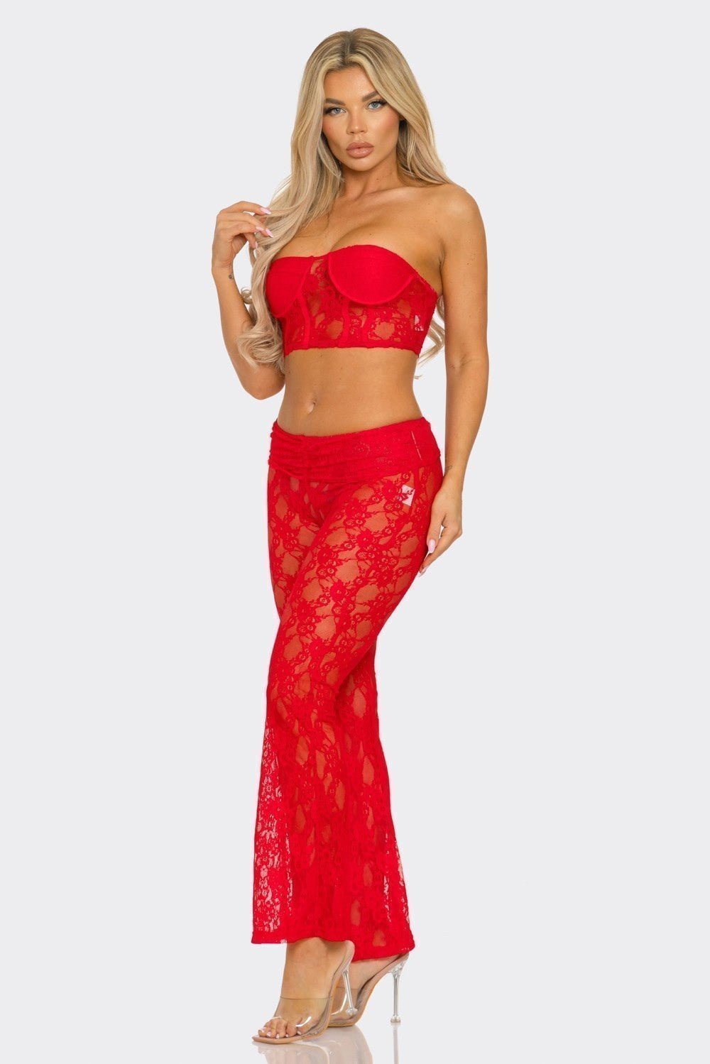 All Eyes On Me Lace Pant Set - 2 Cute -