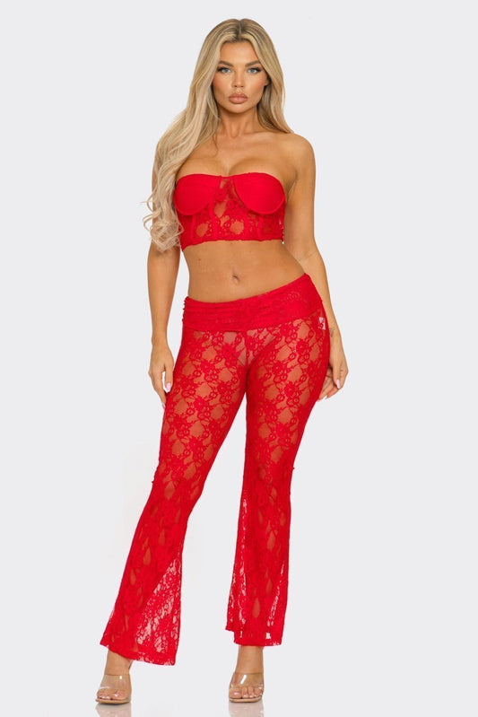 All Eyes On Me Lace Pant Set - 2 Cute -