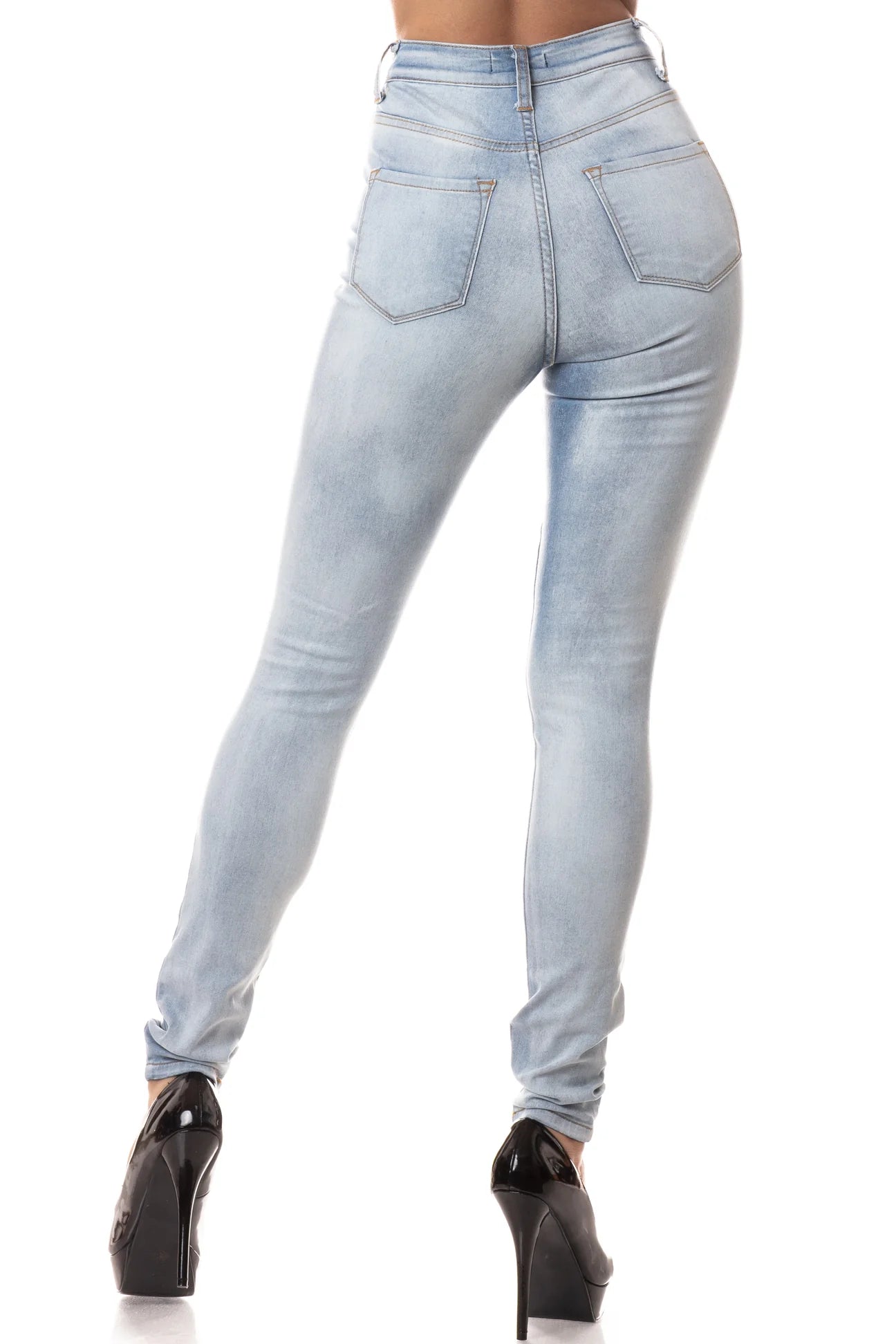 Don't Get Caught Distressed Skinny Jeans - Light Blue - 2 Cute