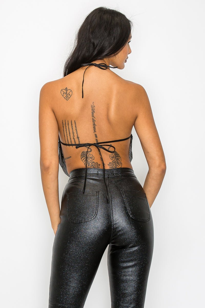 Party All Night Rhinestone Top - Black - 2 Cute