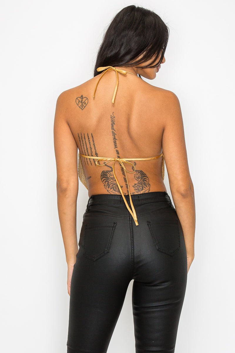 Party All Night Rhinestone Top - Gold - 2 Cute