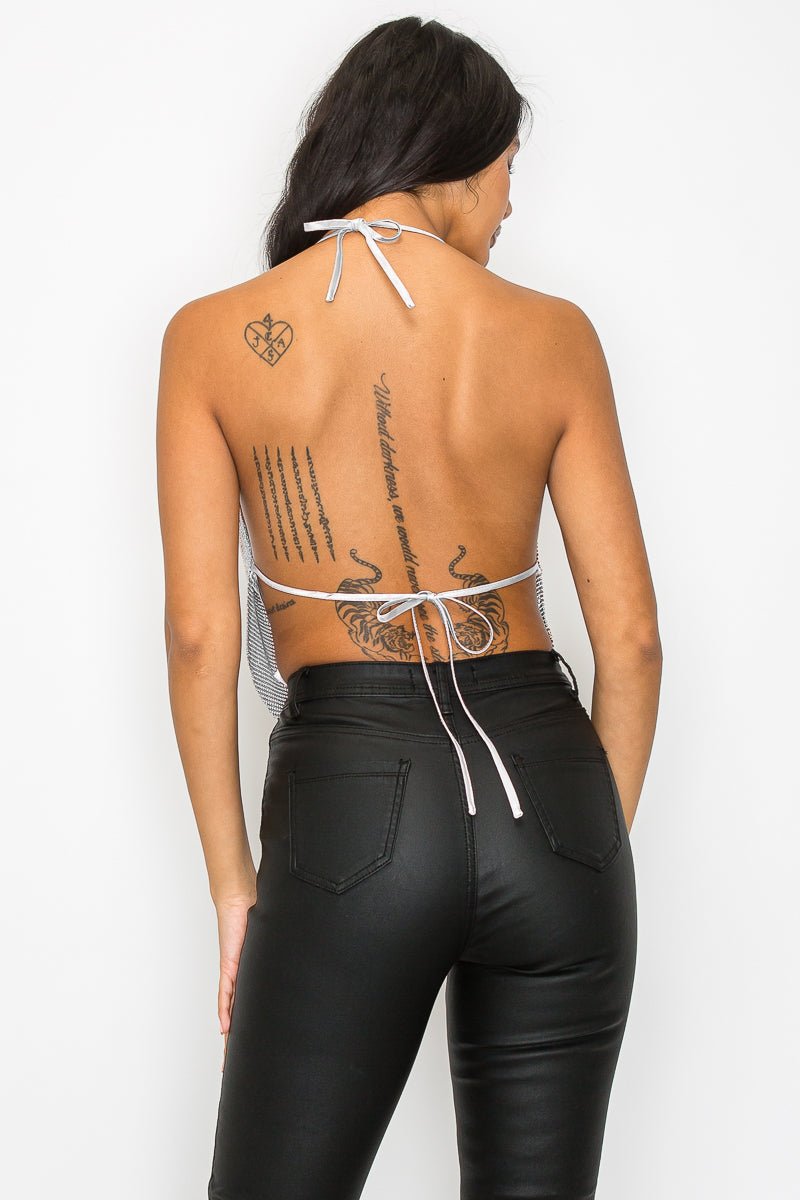 Party All Night Rhinestone Top - Silver - 2 Cute
