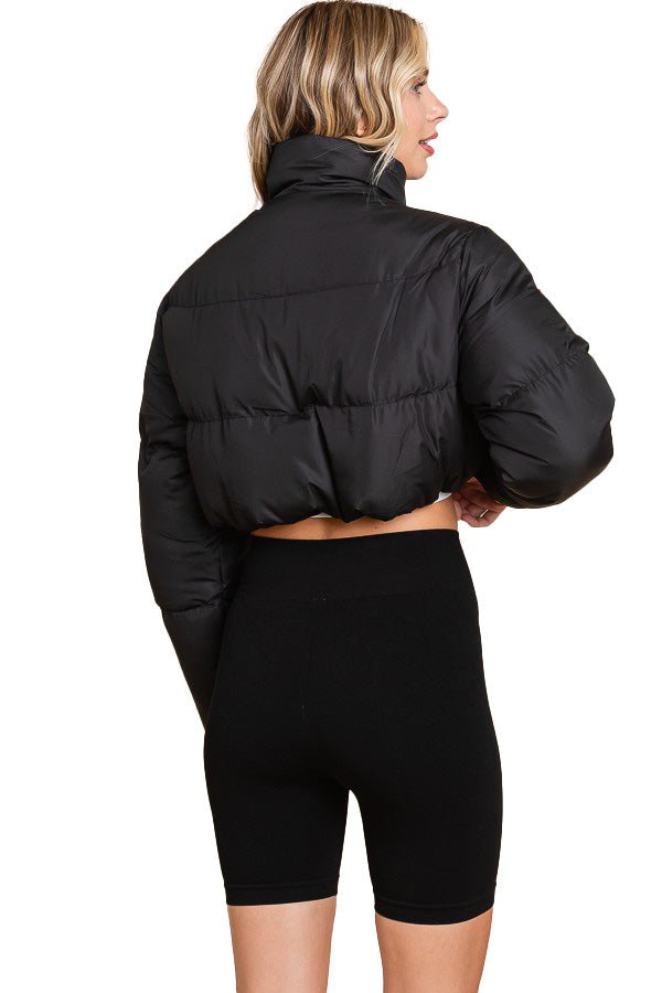 Speak Up Cropped Puffer Jacket_Black_back