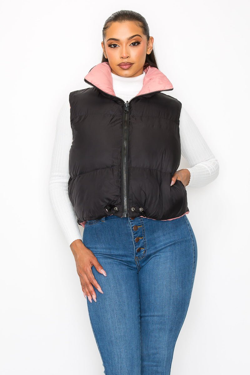 You Can't Change Me Reversible Puffer Vest - Pink - 2 Cute