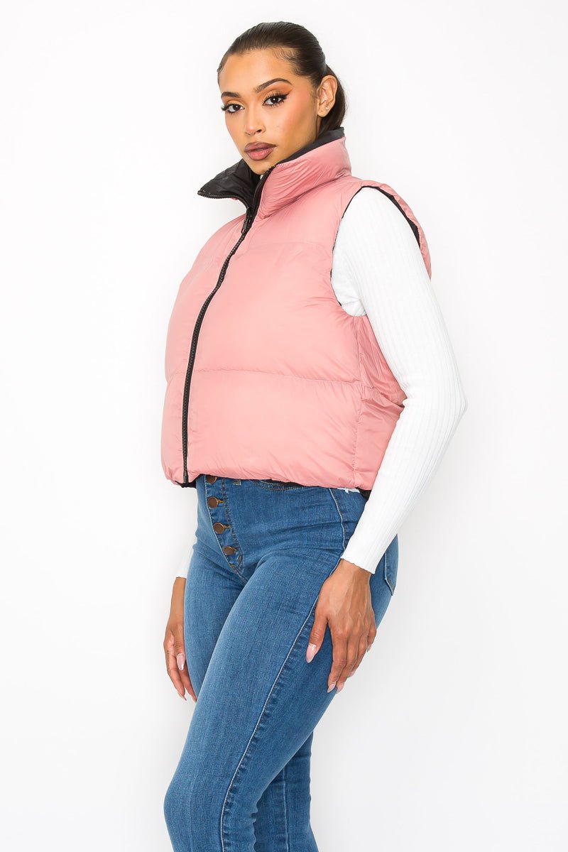 You Can't Change Me Reversible Puffer Vest - Pink - 2 Cute