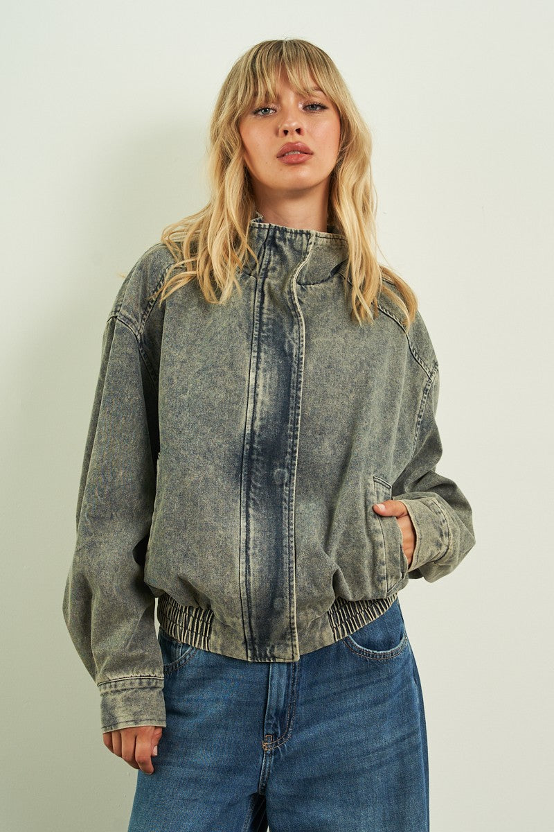 Off Duty Denim Bomber Jacket_Vintage Wash_front