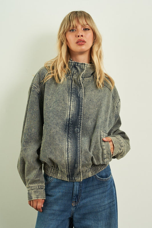 Off Duty Denim Bomber Jacket_Vintage Wash_front