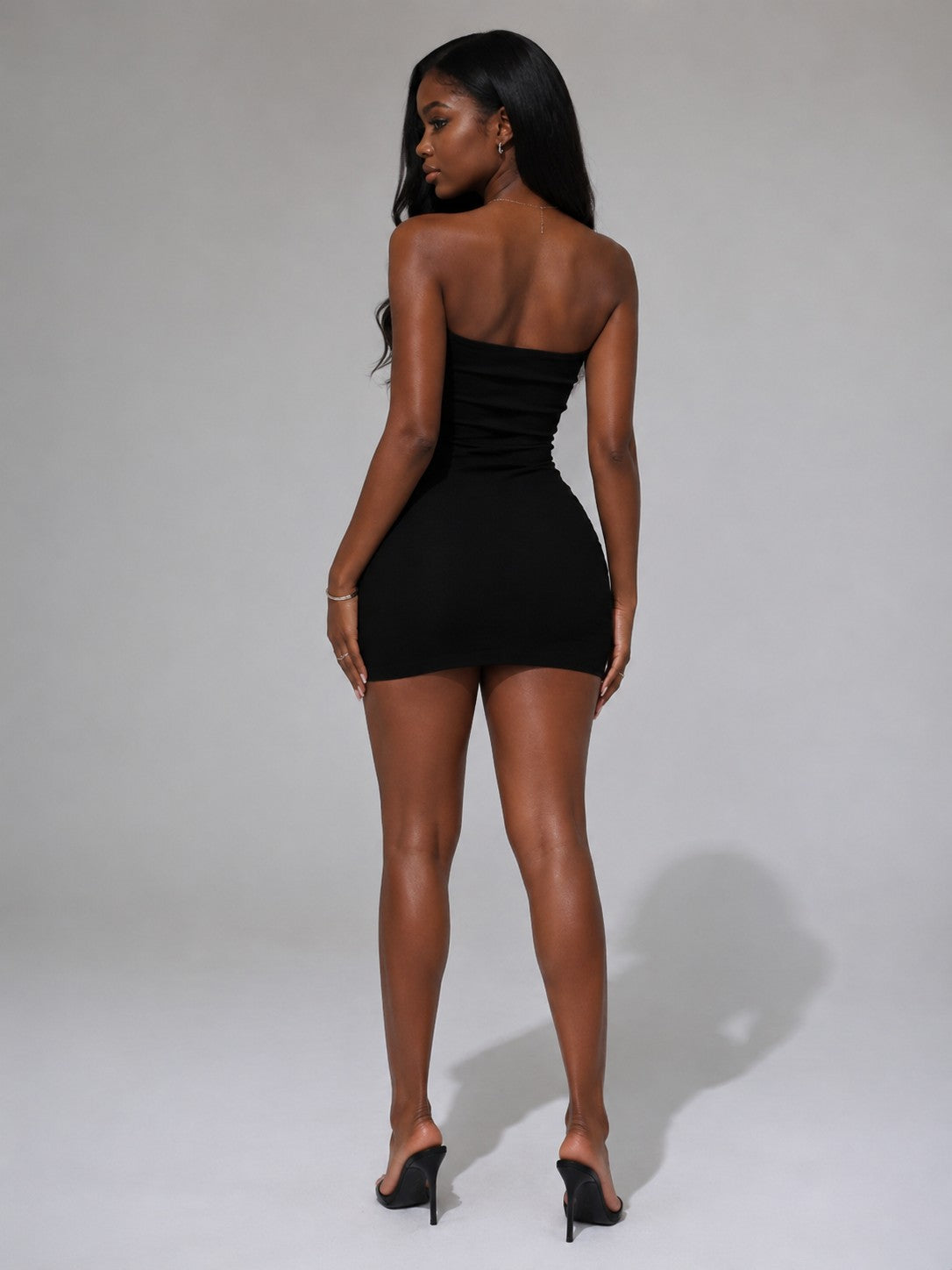 Lace Me Up Tube Mini Dress_Black_back